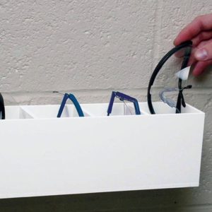 PVC Safety Glasses Holder with Tape, Four Compartments