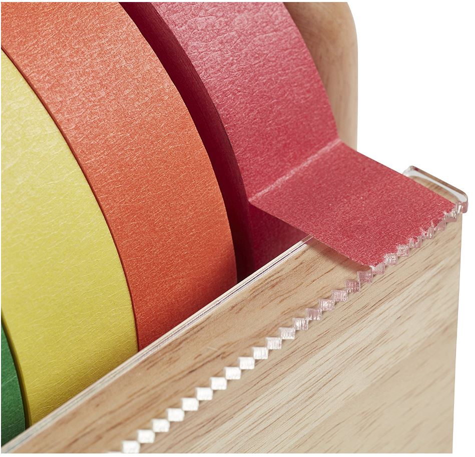 Masking Tape Wooden Dispenser with 10 Assorted Color Tape Rolls – Simplify  Bio